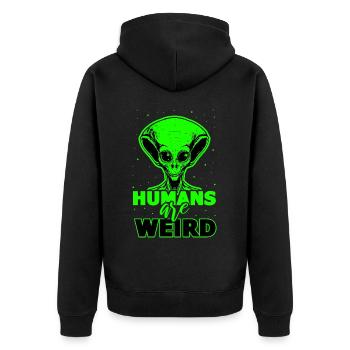 Alien, UFO, UAP, Space, Weltraum Flugobjekt - Unisex Premium Bio Zip Hoodie - Schwarz - Hinten - Nico (187cm)