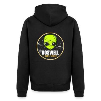 Alien, UFO, UAP, Space, Weltraum Flugobjekt - Unisex Premium Bio Zip Hoodie - Schwarz - Hinten - Nico (187cm)