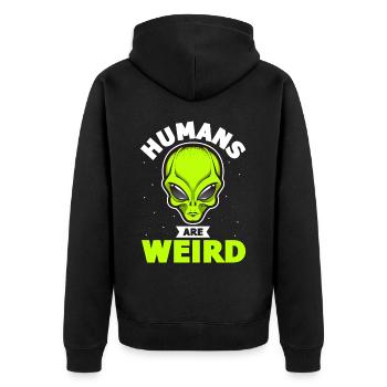 Alien, UFO, UAP, Space, Space Flying Object - Unisex Premium Organic Zip Hoodie - black - Back - Nico (187cm)