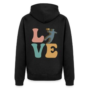 Handball-Trainer - Unisex Premium Bio Zip Hoodie - Schwarz - Hinten - Nico (187cm)