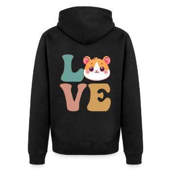 Cute Hamster Hammy - Unisex Premium Organic Zip Hoodie - black - Back - Nico (187cm)