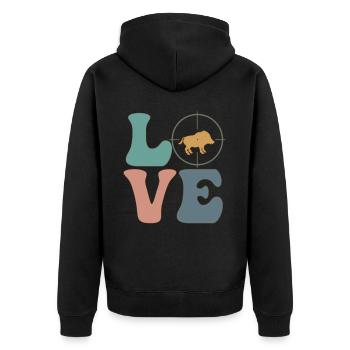 Hog Hunter Schweinejagd - Unisex Premium Bio Zip Hoodie - Schwarz - Hinten - Nico (187cm)