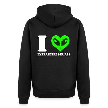 Alien, UFO, UAP, Space, Space Flying Object - Unisex Premium Organic Zip Hoodie - black - Back - Nico (187cm)