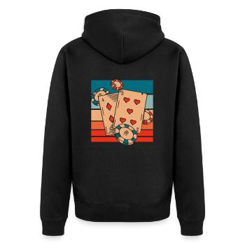 Poker - Unisex Premium Bio Zip Hoodie - Schwarz - Hinten - Nico (187cm)