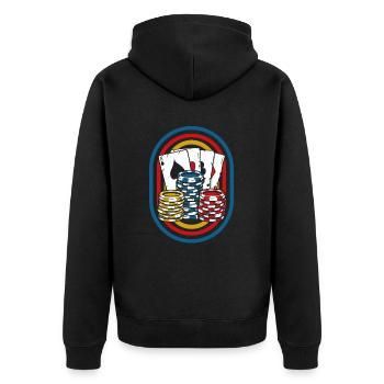 Poker - Unisex Premium Bio Zip Hoodie - Schwarz - Hinten - Nico (187cm)