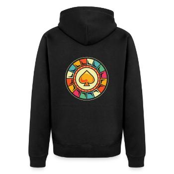 Poker - Unisex Premium Bio Zip Hoodie - Schwarz - Hinten - Nico (187cm)