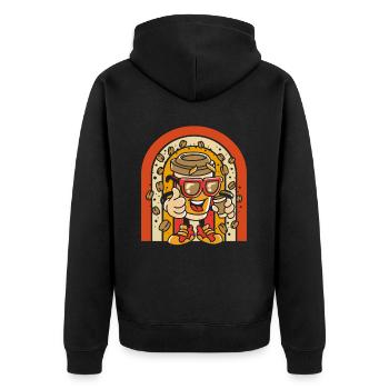 Kaffee Cafe - Unisex Premium Bio Zip Hoodie - Schwarz - Hinten - Nico (187cm)