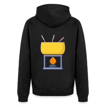 Fondue Topf Käsefondue Weihnachtsessen - Unisex Premium Bio Zip Hoodie - Schwarz - Hinten - Nico (187cm)