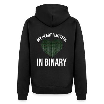 My Heart Flutters In Binary Programmer Computer - Unisex Premium Bio Zip Hoodie - Schwarz - Hinten - Nico (187cm)