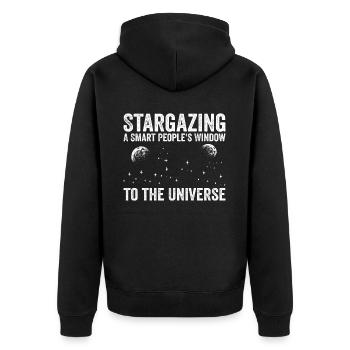 Stargazing A Smart People's Window Astrophysics As - Unisex Premium Bio Zip Hoodie - Schwarz - Hinten - Nico (187cm)