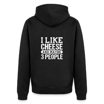 Cheese Cheesecake Food Gift - Unisex Premium Organic Zip Hoodie - black - Back - Nico (187cm)