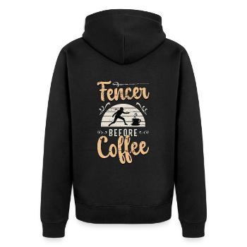 Escrimeur Avant Le Café Épée Combattant Amateur De Café - Veste à capuche bio Premium Unisexe - noir - Dos - Nico (187cm)