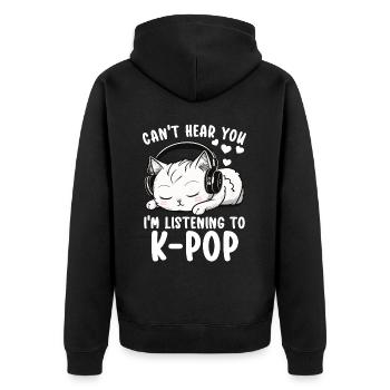 Je ne t’entends pas, j’écoute des produits Kpop - Veste à capuche bio Premium Unisexe - noir - Dos - Nico (187cm)