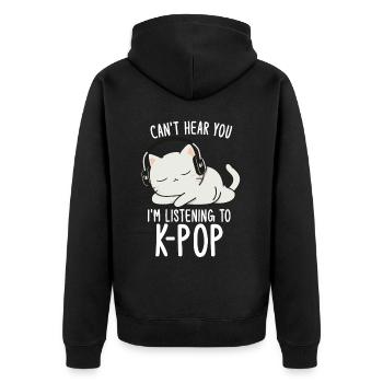 Je ne t’entends pas, j’écoute des produits Kpop - Veste à capuche bio Premium Unisexe - noir - Dos - Nico (187cm)