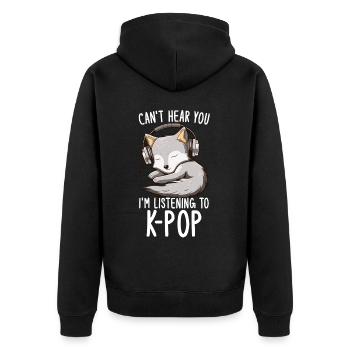 Can't Hear You I'm Listening Kpop Merchandise - Unisex Premium Bio Zip Hoodie - Schwarz - Hinten - Nico (187cm)