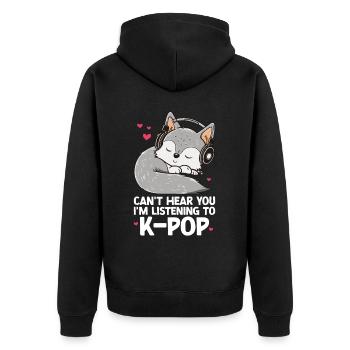 Je ne t’entends pas, j’écoute des produits Kpop - Veste à capuche bio Premium Unisexe - noir - Dos - Nico (187cm)