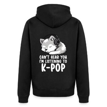 Je ne t’entends pas, j’écoute des produits Kpop - Veste à capuche bio Premium Unisexe - noir - Dos - Nico (187cm)