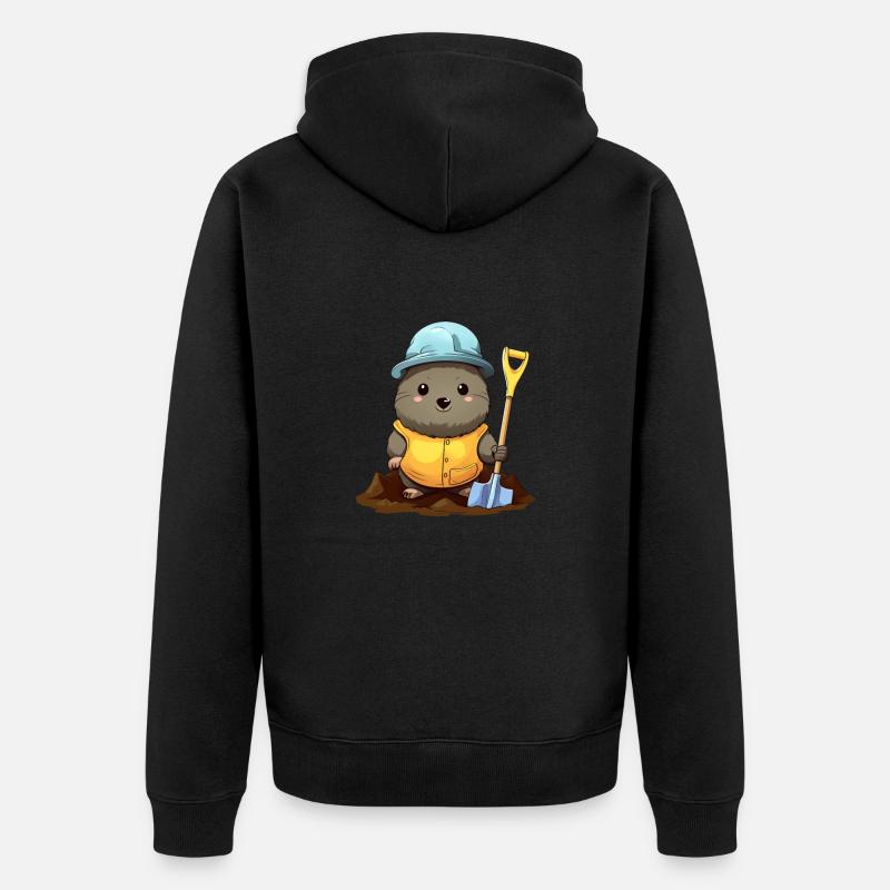 Constructeur de taupe mignon - Veste à capuche bio Premium Unisexe - noir