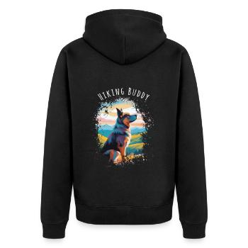Hiking Buddy - Dein treuer Hund am Gipfel - Unisex Premium Bio Zip Hoodie - Schwarz - Hinten - Nico (187cm)