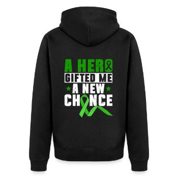 Organ Donor Organ Transplant Organ Donation - Unisex Premium Organic Zip Hoodie - black - Back - Nico (187cm)