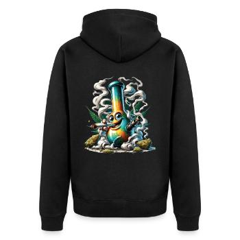 A bong smoking a cannabis joint - Unisex Premium Organic Zip Hoodie - black - Back - Nico (187cm)
