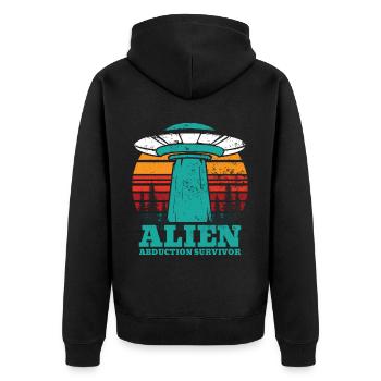 Alien, UFO, UAP, Space, Space Flying Object - Unisex Premium Organic Zip Hoodie - black - Back - Nico (187cm)