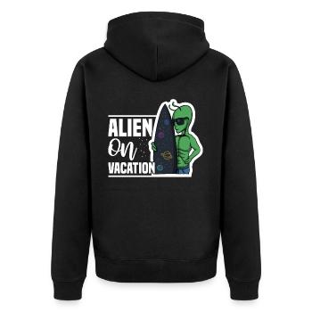 Alien, UFO, UAP, Space, Space Flying Object - Unisex Premium Organic Zip Hoodie - black - Back - Nico (187cm)