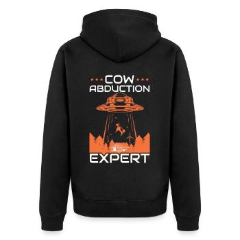 Alien, UFO, UAP, Space, Weltraum Flugobjekt - Unisex Premium Bio Zip Hoodie - Schwarz - Hinten - Nico (187cm)