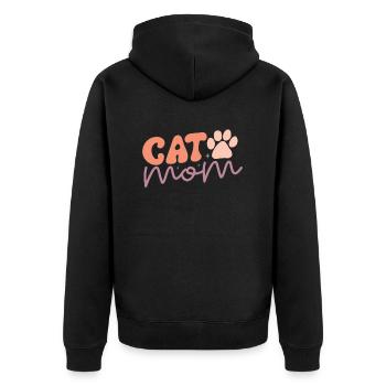 Cat Mom - Drôle de Maman Chat Style Rétro - Veste à capuche bio Premium Unisexe - noir - Dos - Nico (187cm)