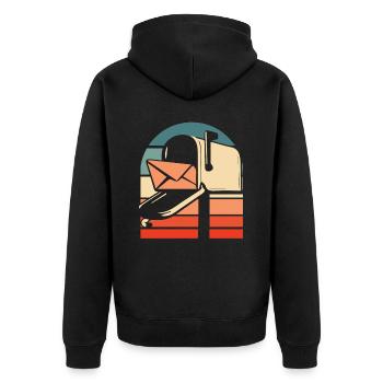 Postbote Briefträger - Unisex Premium Bio Zip Hoodie - Schwarz - Hinten - Nico (187cm)