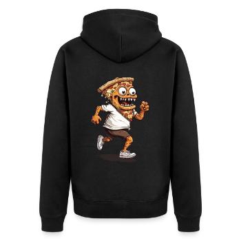 Pizza Slice Monster Design pour les amateurs de pizza - Veste à capuche bio Premium Unisexe - noir - Dos - Nico (187cm)