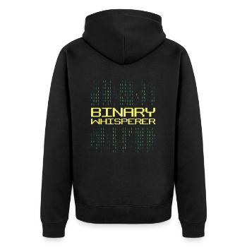 Binary Whisperer Funny Programming Coding Quote - Unisex Premium Bio Zip Hoodie - Schwarz - Hinten - Nico (187cm)