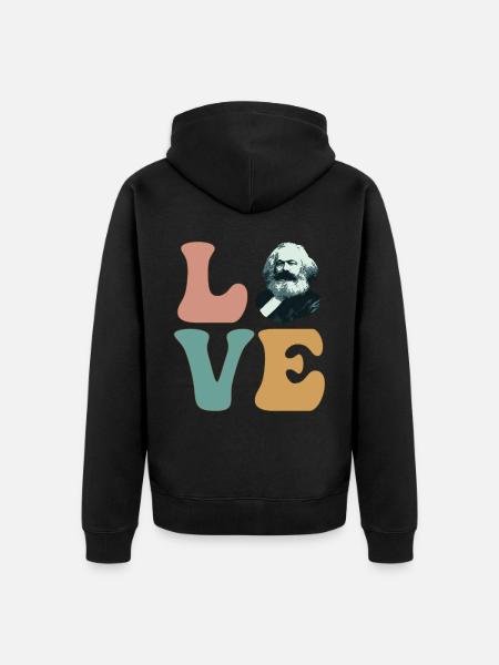 Karl Marx LOVE Communism Communist Social - Unisex Premium Organic Zip Hoodie - black