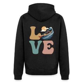 Kajak Kajakfahrer - Unisex Premium Bio Zip Hoodie - Schwarz - Hinten - Nico (187cm)