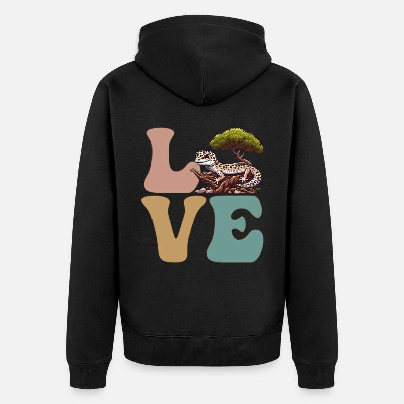 Leopardgecko Eidechse Reptil - Unisex Premium Bio Zip Hoodie - Schwarz
