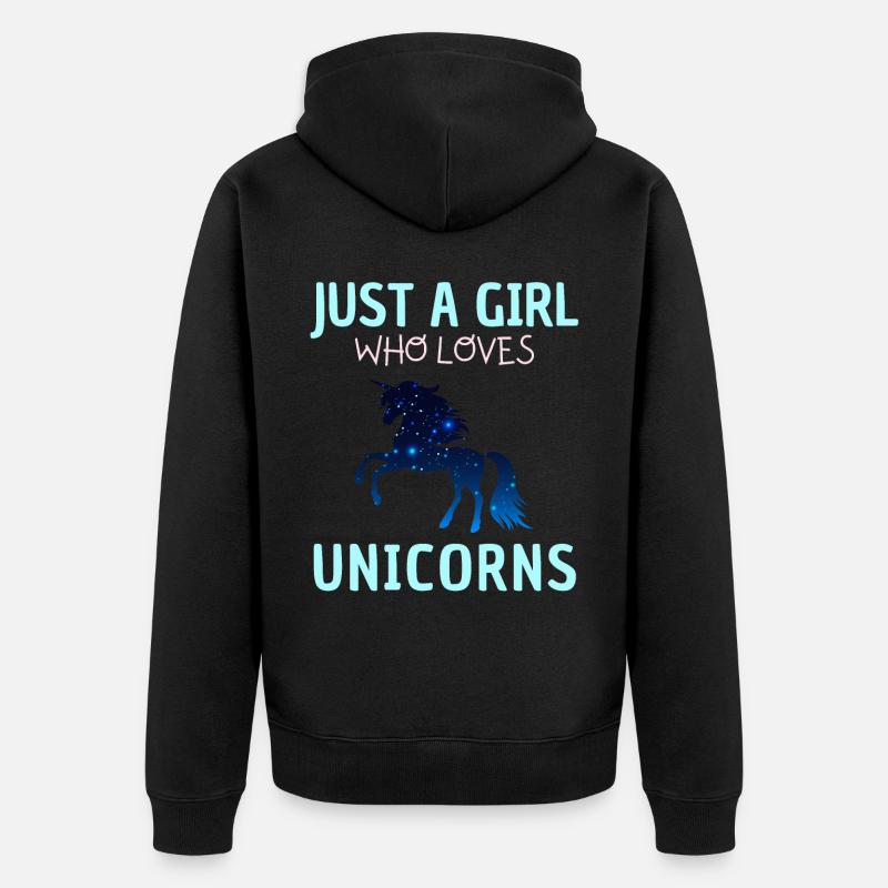 Nur Ein Mädchen, Das Einhörner Liebt. - Unisex Premium Bio Zip Hoodie - Schwarz