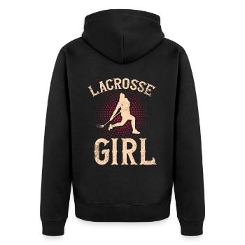 Lacrosse Stick Lax Girl Spieler Mom Torwartfrauen - Unisex Premium Bio Zip Hoodie - Schwarz - Hinten - Nico (187cm)