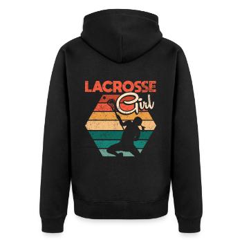 Lacrosse Stick Lax Girl Spieler Mom Torwartfrauen - Unisex Premium Bio Zip Hoodie - Schwarz - Hinten - Nico (187cm)