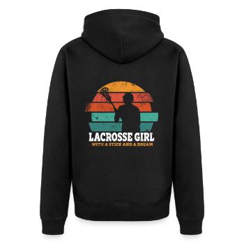 Lacrosse Stick Lax Girl Spieler Mom Torwartfrauen - Unisex Premium Bio Zip Hoodie - Schwarz - Hinten - Nico (187cm)