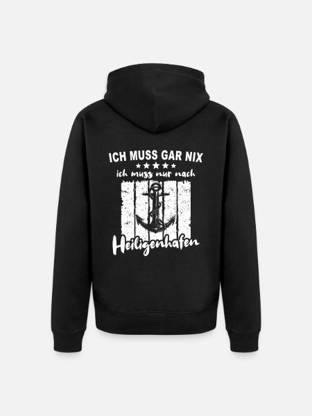 Heiligenhafen - Unisex Premium Bio Zip Hoodie - Schwarz