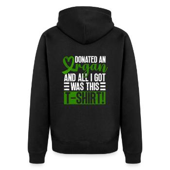 Organ Donor Organ Transplant Organ Donation - Unisex Premium Organic Zip Hoodie - black - Back - Nico (187cm)