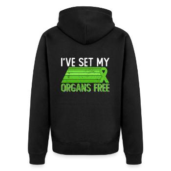 Organ Donor Organ Transplant Organ Donation - Unisex Premium Organic Zip Hoodie - black - Back - Nico (187cm)