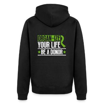 Organ Donor Organ Transplant Organ Donation - Unisex Premium Organic Zip Hoodie - black - Back - Nico (187cm)