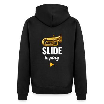 Slide To Play Posaunist Musiker Bassist Chor - Unisex Premium Bio Zip Hoodie - Schwarz - Hinten - Nico (187cm)