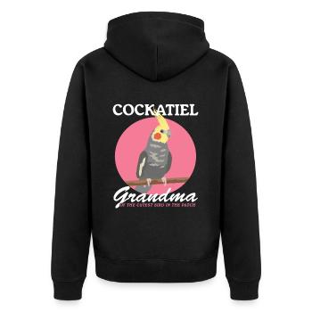 Calopsitte grand-mère oiseau propriétaire cadeau - Veste à capuche bio Premium Unisexe - noir - Dos - Nico (187cm)