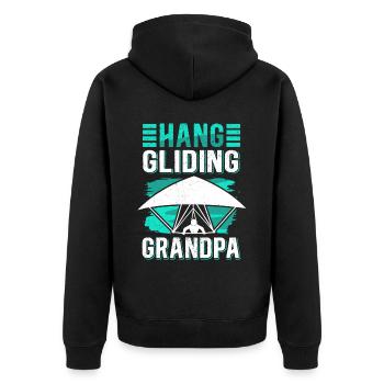 Hang Gliding Opa Hängegleiter Geschenk - Unisex Premium Bio Zip Hoodie - Schwarz - Hinten - Nico (187cm)
