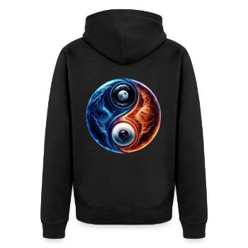 Yin Yang Eau Feu - Veste à capuche bio Premium Unisexe - noir - Dos - Nico (187cm)
