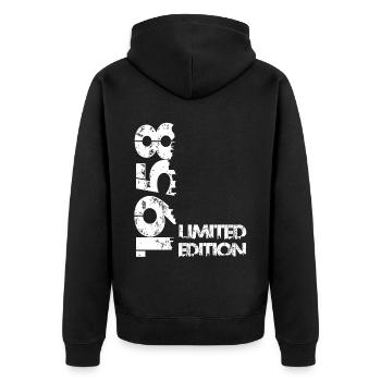 Limited Edition 1958 - Unisex Premium Bio Zip Hoodie - Schwarz - Hinten - Nico (187cm)