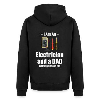 Je suis électricien et père de famille, rien - Veste à capuche bio Premium Unisexe - noir - Dos - Nico (187cm)