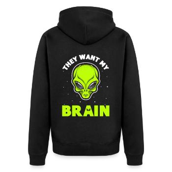 Alien, UFO, UAP, Space, Weltraum Flugobjekt - Unisex Premium Bio Zip Hoodie - Schwarz - Hinten - Nico (187cm)